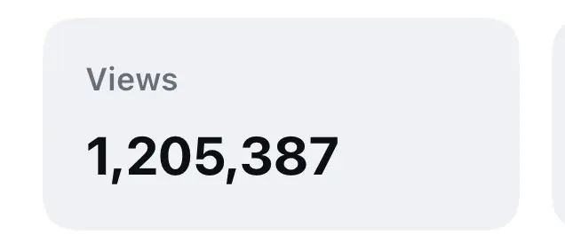 Instagram insights showing 1,205,387 views